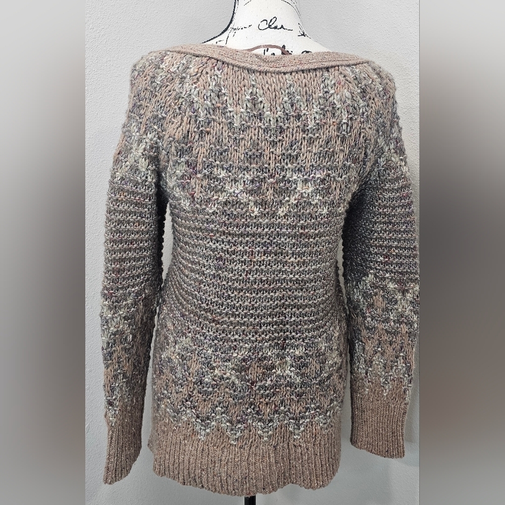 Free People Love Bug Chunky Knit Fair Isle Sweater Boho Wool Blend Size XS - Picture 9 of 15